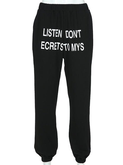 Letter Printed Casual Harem Pants