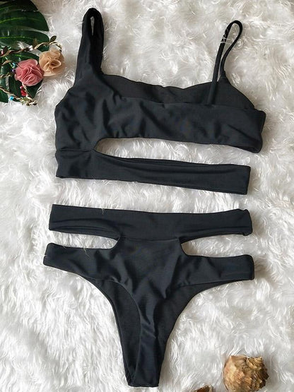 Hollow Sexy Solid Bikinis Swimwear
