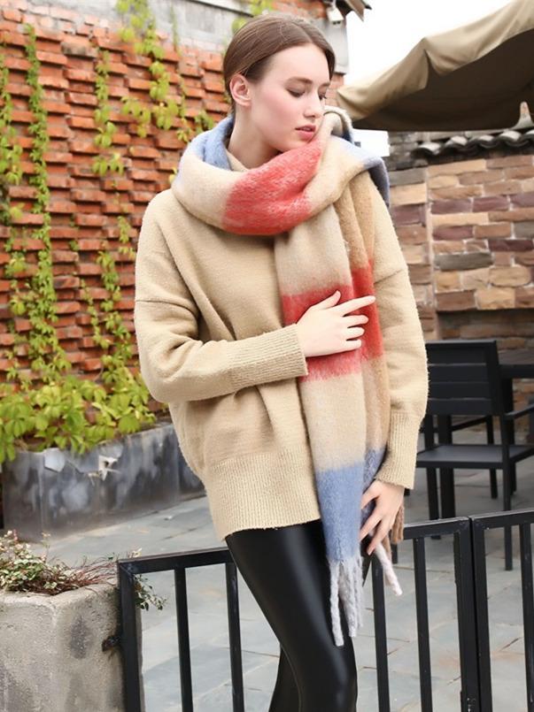 Casual Plaid Scarf with Tassels, Five Colors