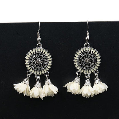 6 color Fashion red flower creative tassels earrings