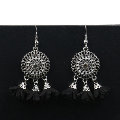 6 color Fashion red flower creative tassels earrings