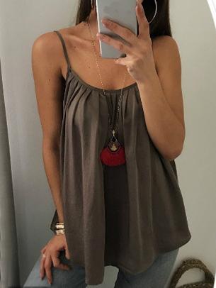 Sexy Loose Spaghetti-neck Solid Vest Top