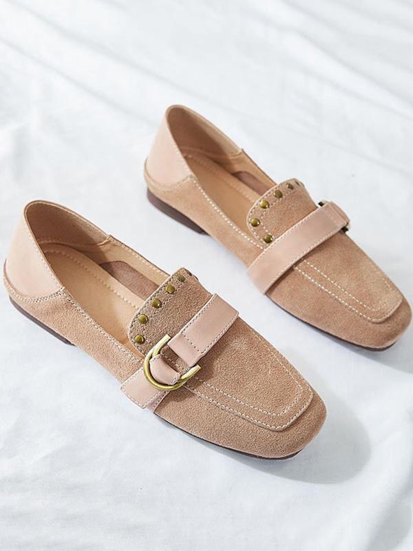 Comfortable Split-joint Leather  Flat Shoes