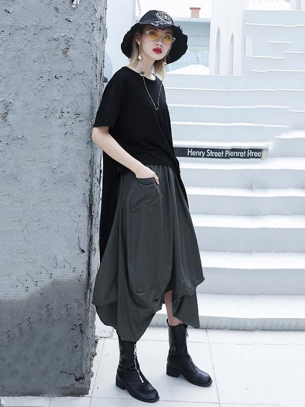 Cropped High-low Loose Plus Size T-shirt Top
