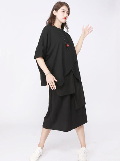 Casual Cropped Split-front T-shirt