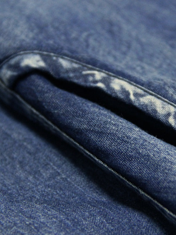 Embroidered Cropped Belted Jean Coat