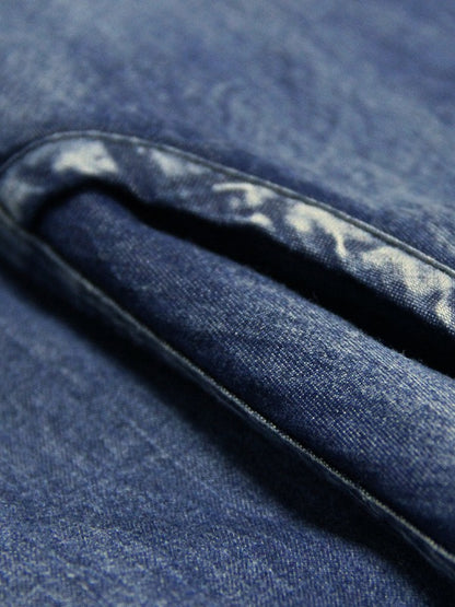Embroidered Cropped Belted Jean Coat