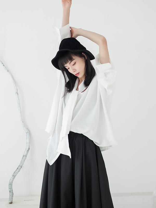 Original Loose Black Chic Lace-up Blouse