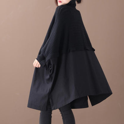 Buykud Batwing Sleeve Spliced Loose Warm Shirt