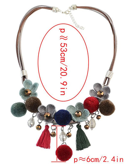 Alloy Rhinestone Resin Bead Flower pendant Necklace Accessories