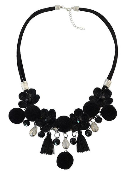 Alloy Rhinestone Resin Bead Flower pendant Necklace Accessories