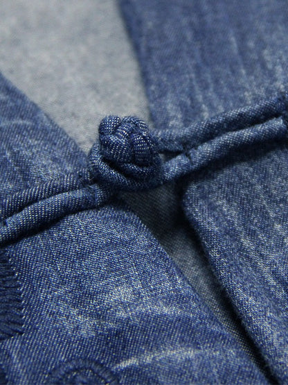 Embroidered Cropped Belted Jean Coat