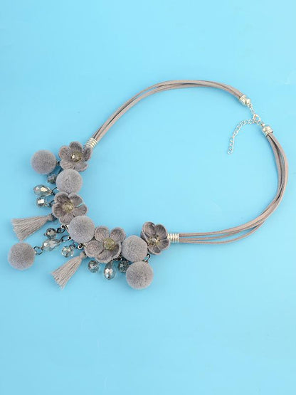 Alloy Rhinestone Resin Bead Flower pendant Necklace Accessories
