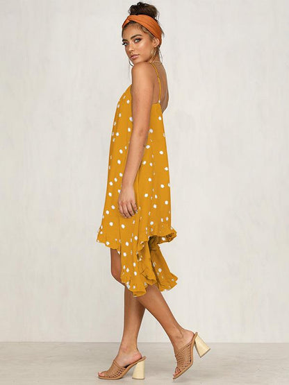 Bohemia Spaghetti-neck Dot Mini Dresses