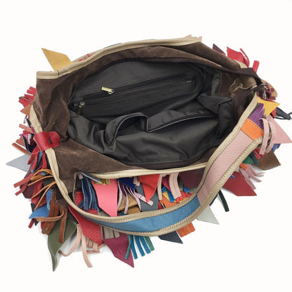 Leather women's bag leather bag shoulder Messenger bag color women's bag