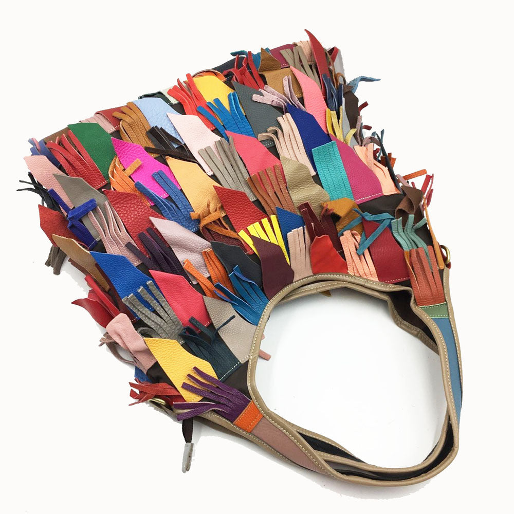 Leather women's bag leather bag shoulder Messenger bag color women's bag