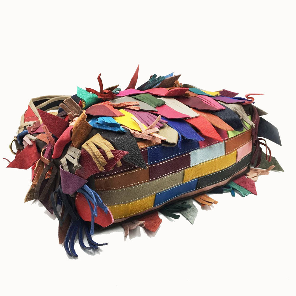 Leather women's bag leather bag shoulder Messenger bag color women's bag