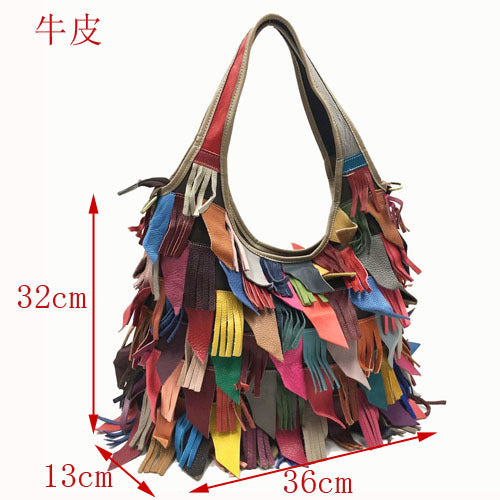 Leather women's bag leather bag shoulder Messenger bag color women's bag