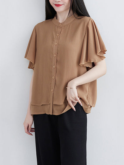 Original 14 Colors Falbala Lapel Blouse Tops