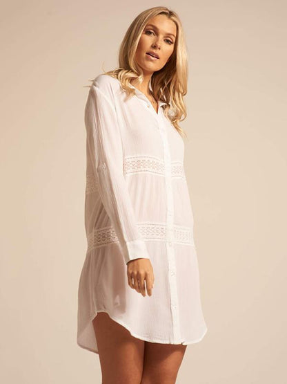 White Loose Lacy Split-joint Blouses Tops