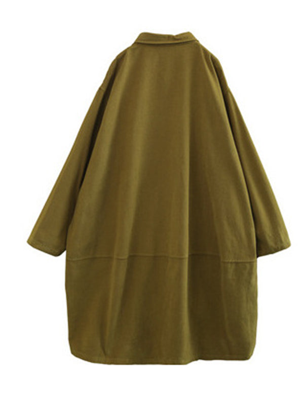 Urban Solid Color Long Sleeves Lapel Trench Coats