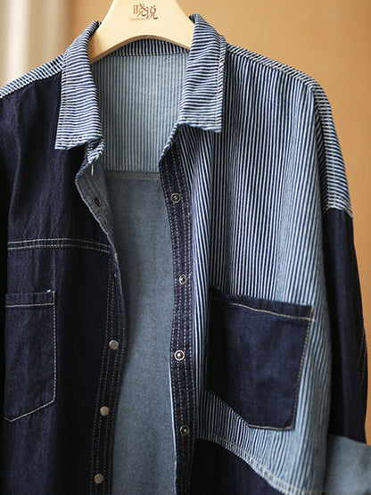 Casual Asymmetric Split-Joint Buttoned Lapel Long Sleeves Blouse Tops