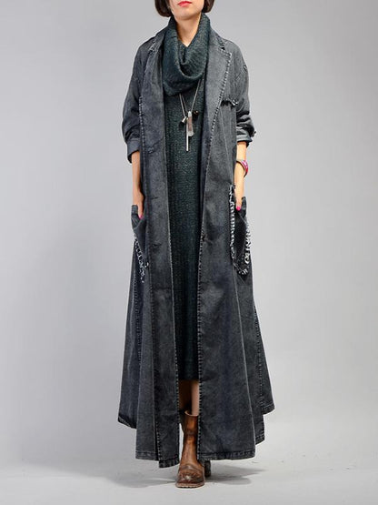 Retro Cropped Hemline Denim Outwears