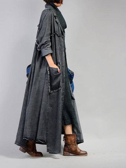 Retro Cropped Hemline Denim Outwears