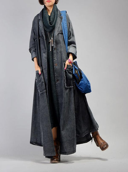 Retro Cropped Hemline Denim Outwears