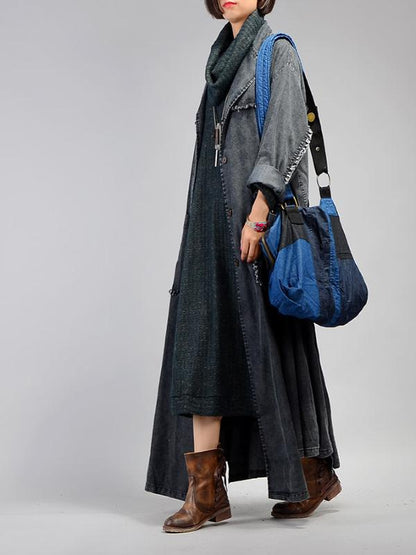 Retro Cropped Hemline Denim Outwears