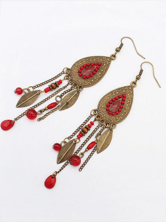 India Tassels Leaf  Earrings