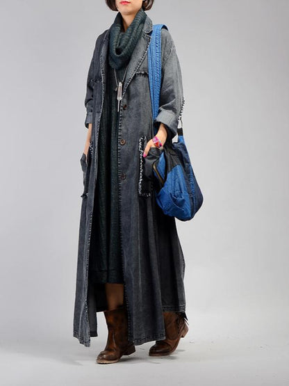 Retro Cropped Hemline Denim Outwears