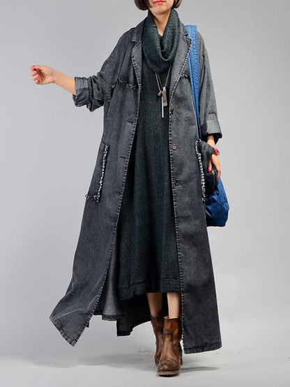 Retro Cropped Hemline Denim Outwears