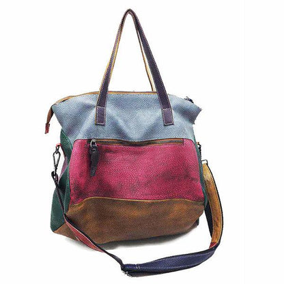 Genuine Leather Cowhide Retro Handmade Stitching Bag