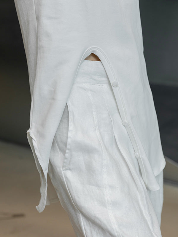 Casual Linen Solid Color Wide Leg Loose Pants