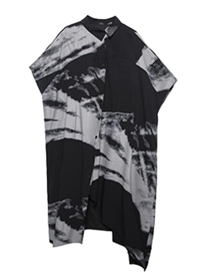 Ink Printed Cropped Long Dress