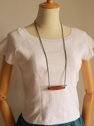 Simple Alloy Wood Oval Necklace