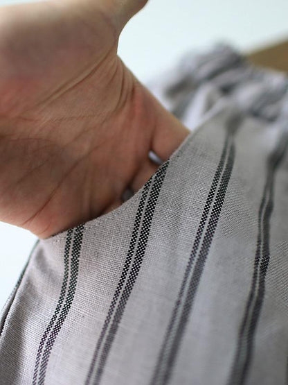 Linen Striped  Wide Leg Pants