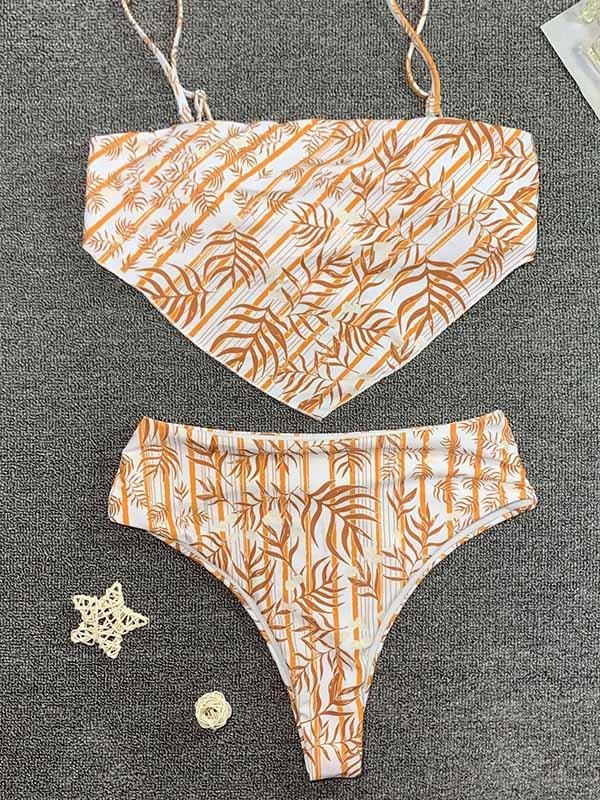 Sexy Belly Pocket Knotted Split Type Bikini Swimsuit