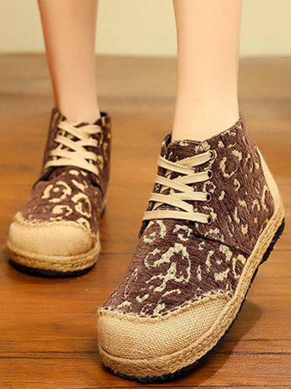 Leopard Thick Bottom Straw Shoes