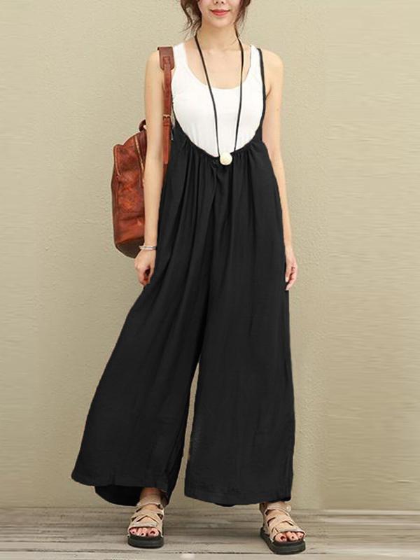 Loose Wide-leg Cotton Jumpsuit