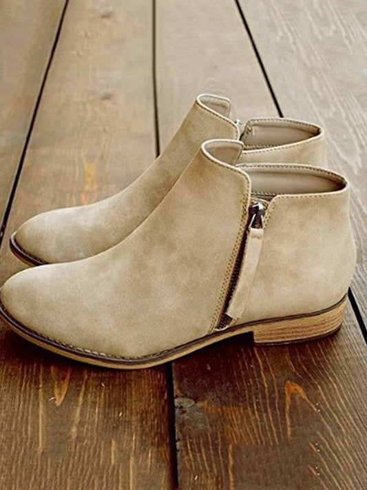 Causal Low-heel Pumps Zipper Shoes