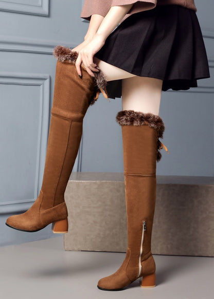 Fashion Rbbit Hair Over knee Boots