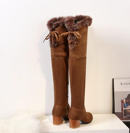 Fashion Rbbit Hair Over knee Boots