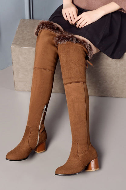 Fashion Rbbit Hair Over knee Boots