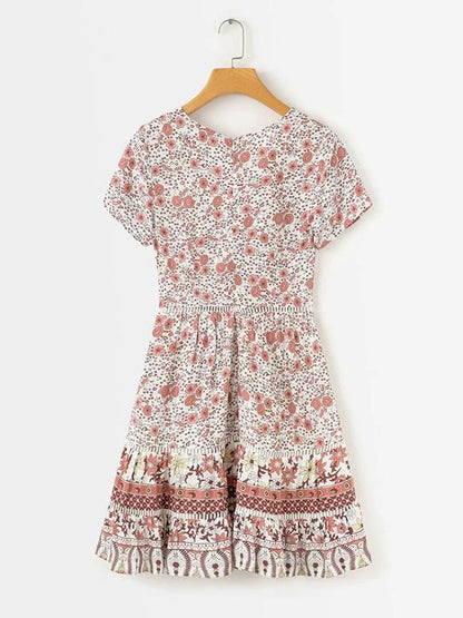 Vacation Round-neck Printed Mini Dress