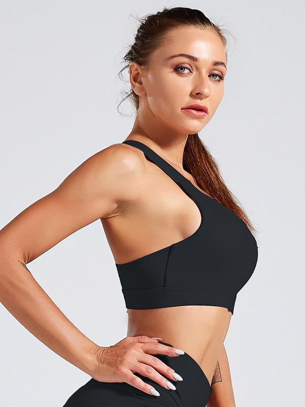 Solid Intersect Bandage Wireless Sports Bra