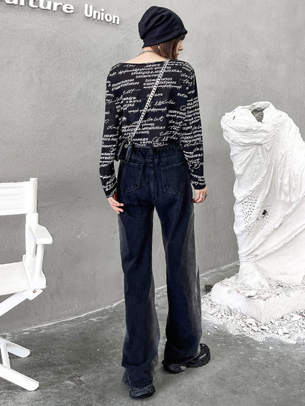 Vintage Gradient Wide Leg Column Jean Pants
