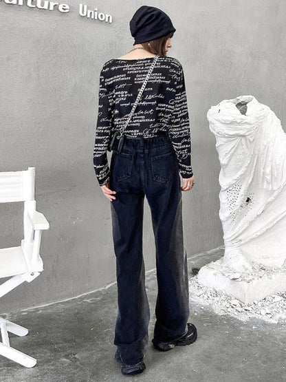 Vintage Gradient Wide Leg Column Jean Pants