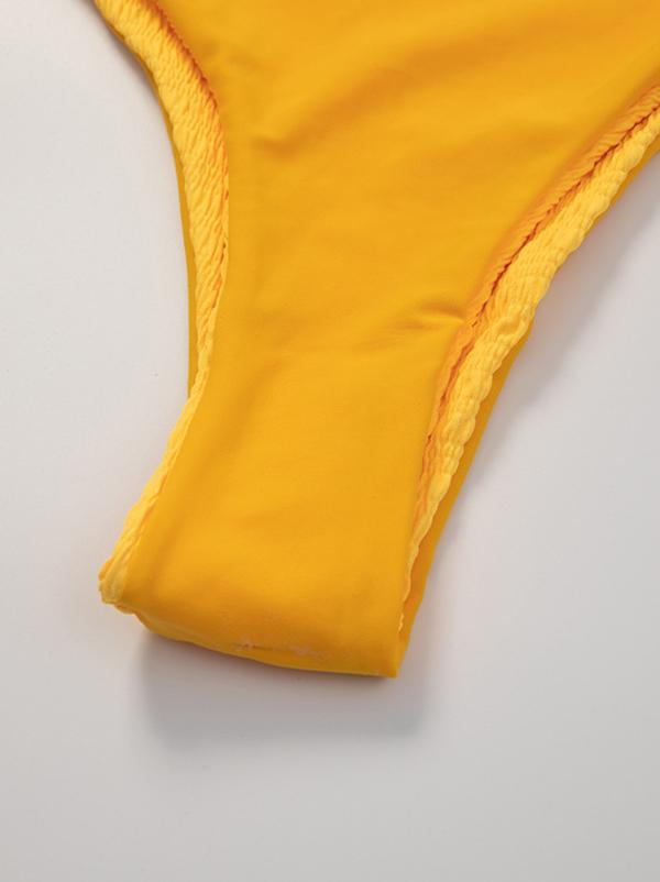 Solid Color Strapless Split Bikini Swimsuit